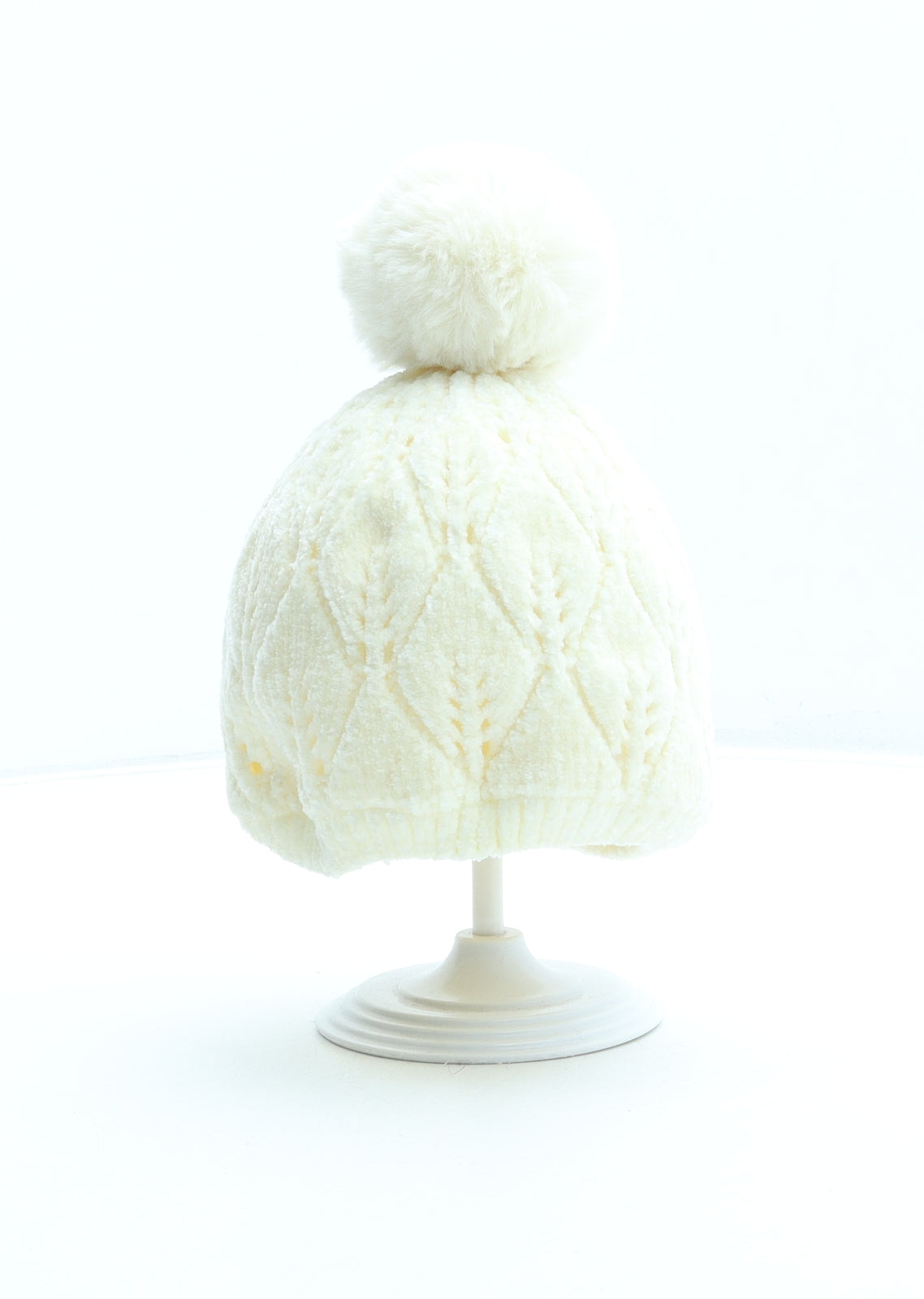 NEXT Girls Ivory Polyester Bobble Hat One Size