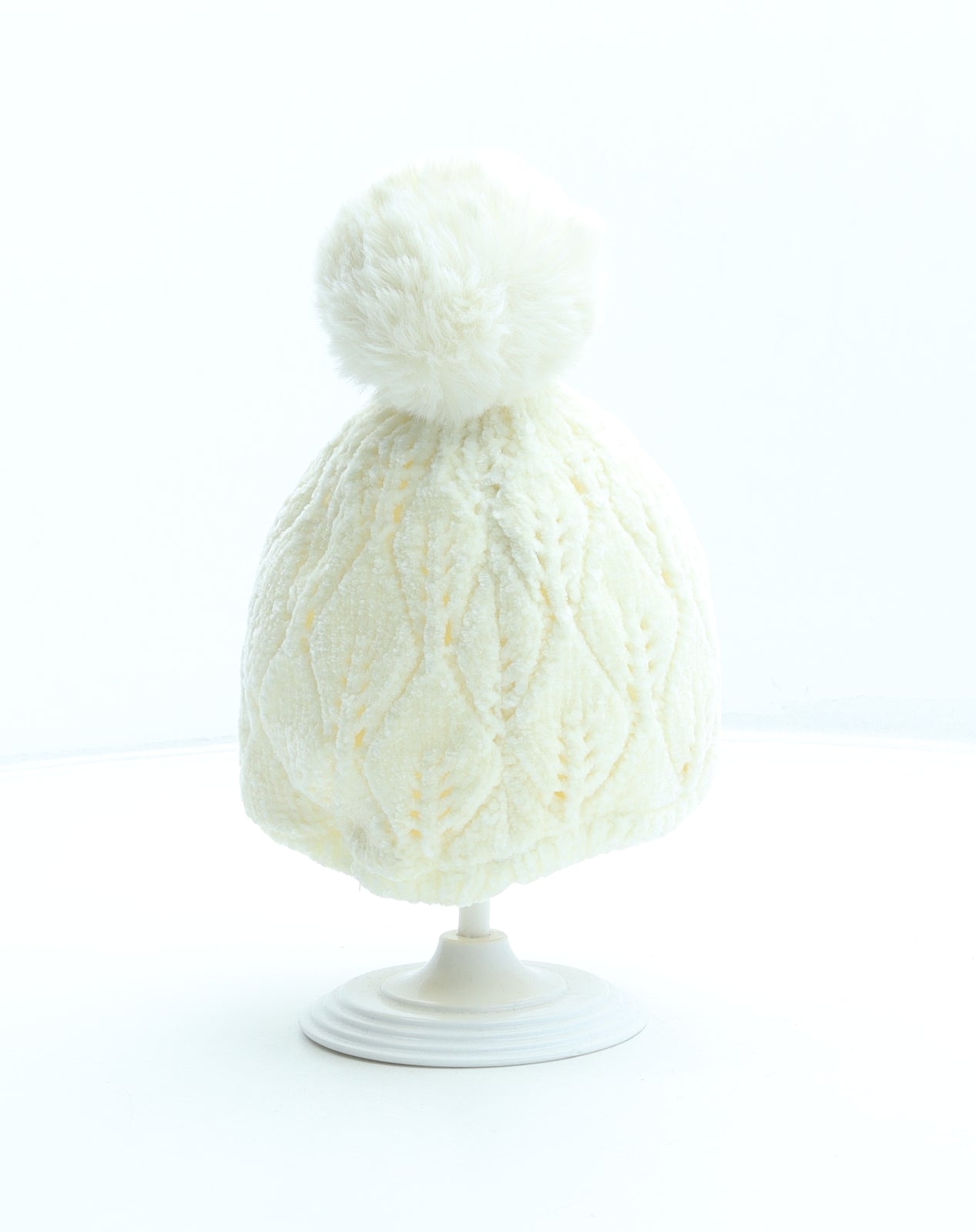 NEXT Girls Ivory Polyester Bobble Hat One Size