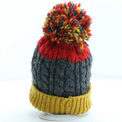 Mothercare Mens Multicoloured Striped Acrylic Beanie One Size - Pom Pom