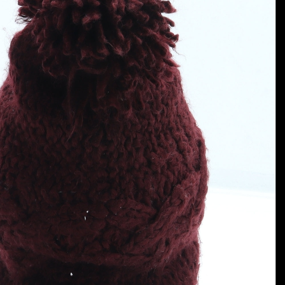 Dorothy Perkins Womens Red Acrylic Bobble Hat One Size