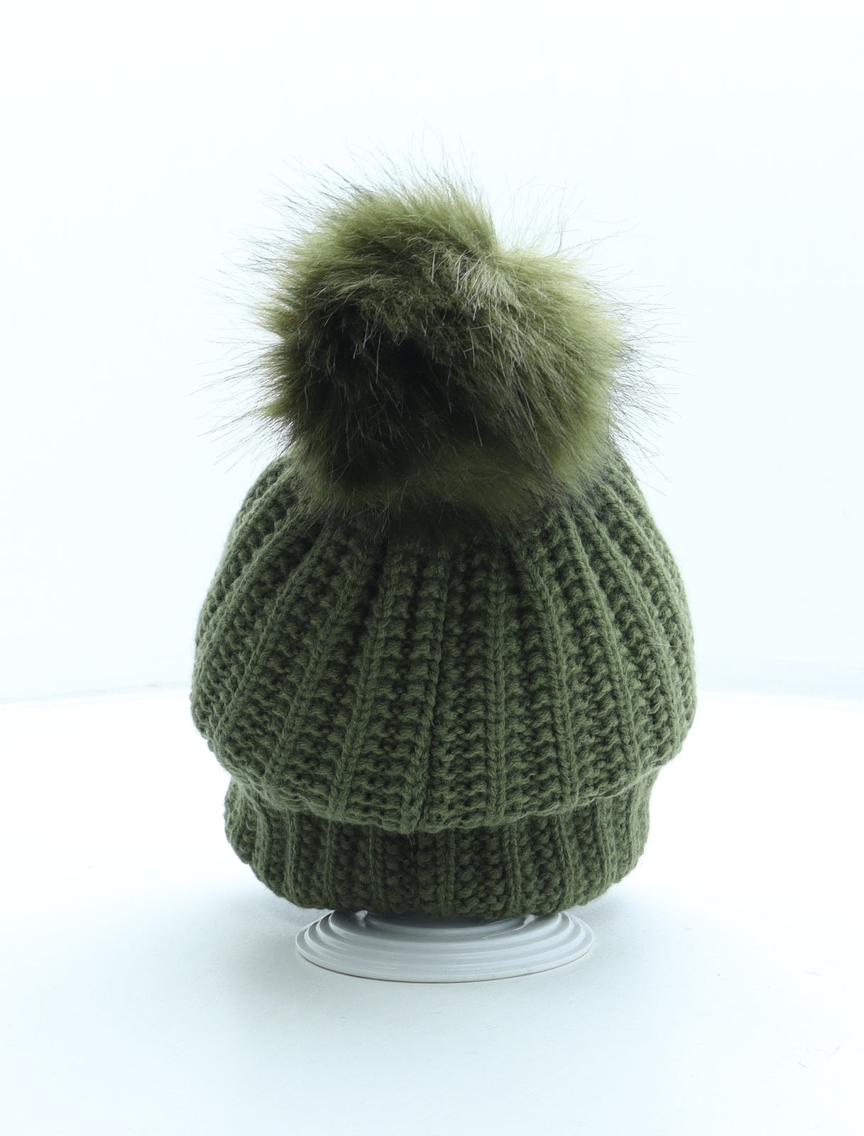 Preworn Womens Green Acrylic Bobble Hat One Size