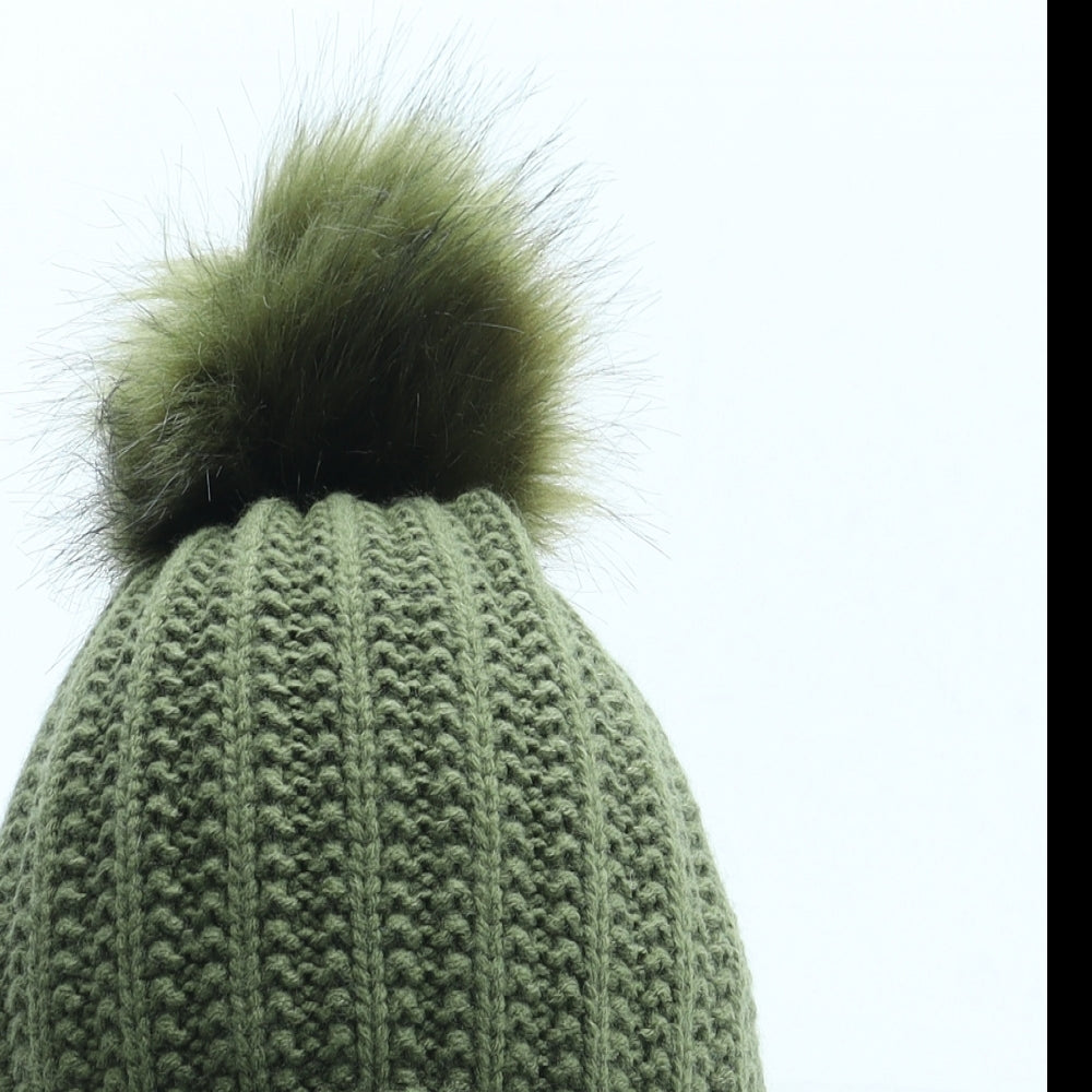 Preworn Womens Green Acrylic Bobble Hat One Size