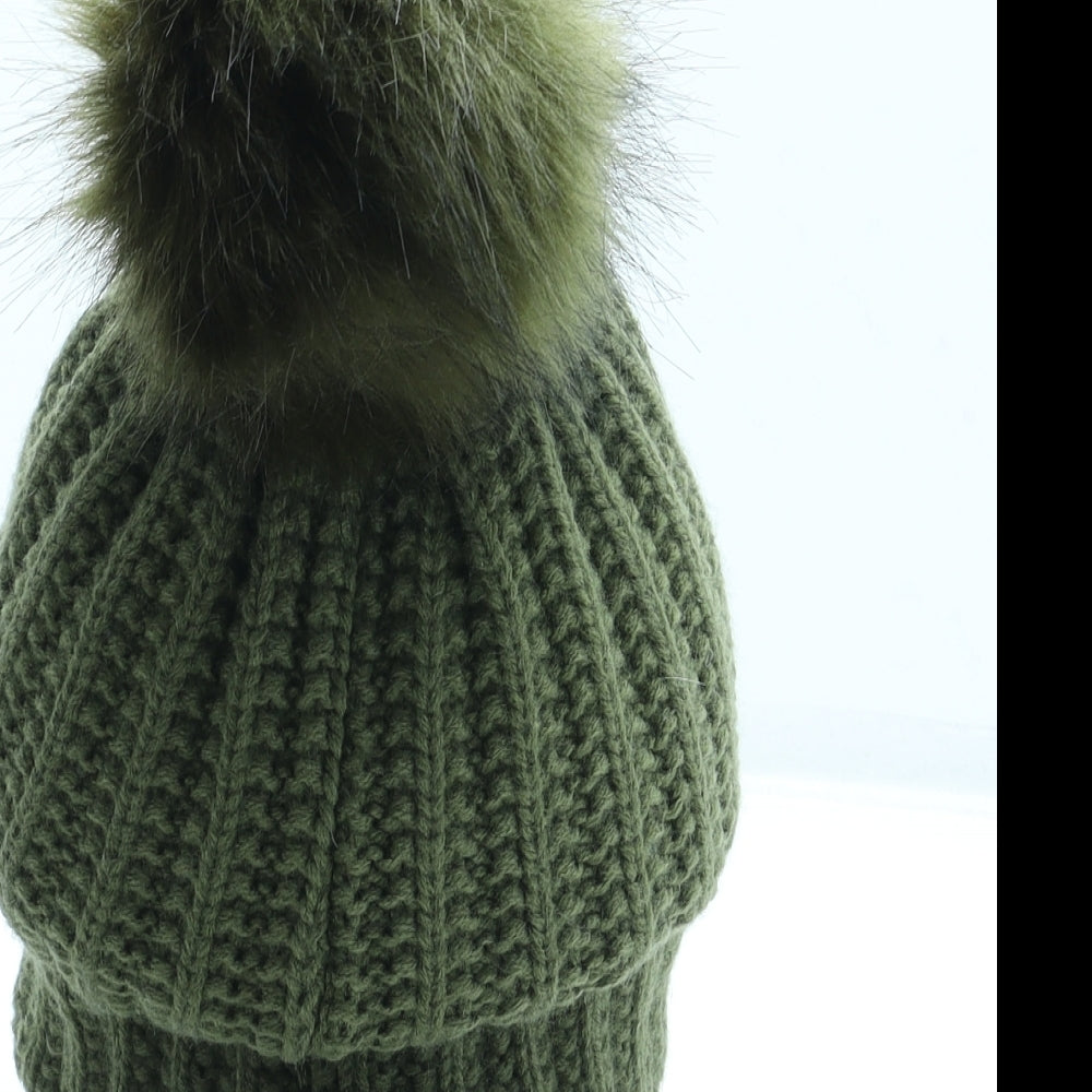 Preworn Womens Green Acrylic Bobble Hat One Size