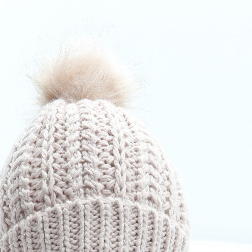 Jeff&Co Womens Pink Acrylic Bobble Hat One Size