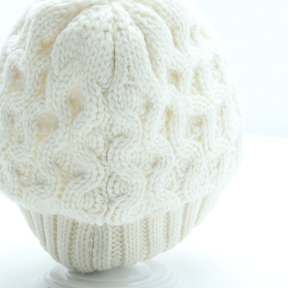 Aran Tradition Womens Ivory Acrylic Beanie One Size