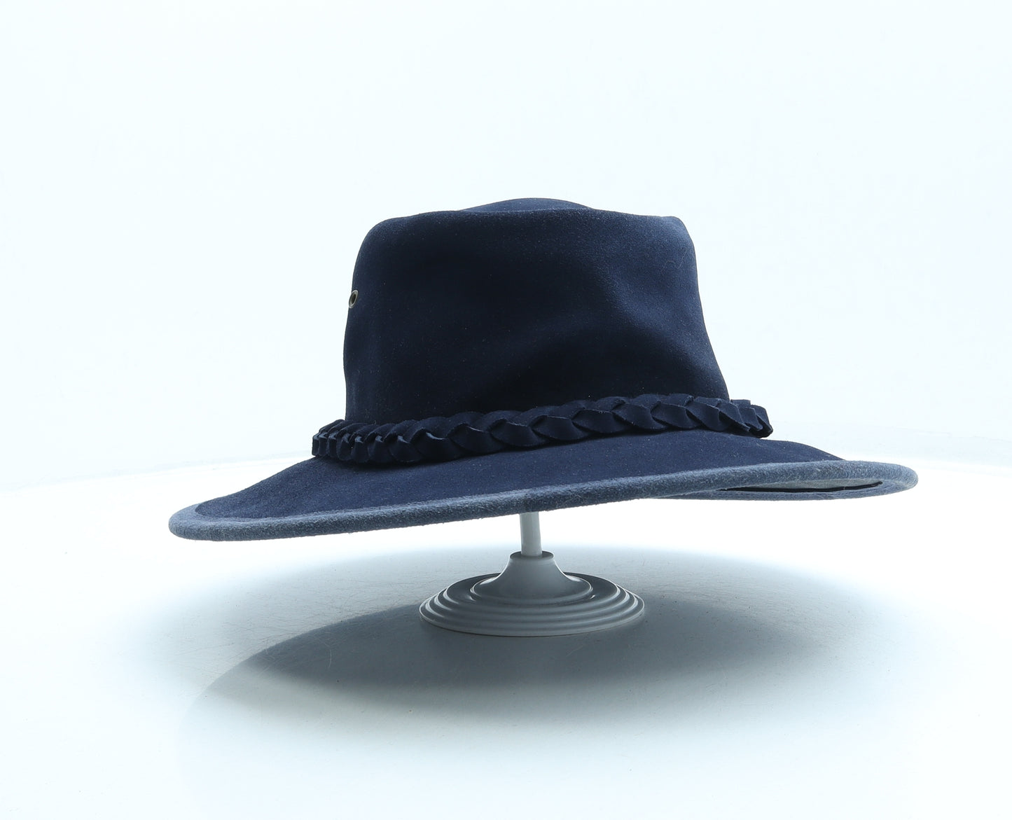 Frances Hilary Womens Blue Leather Fedora Size M