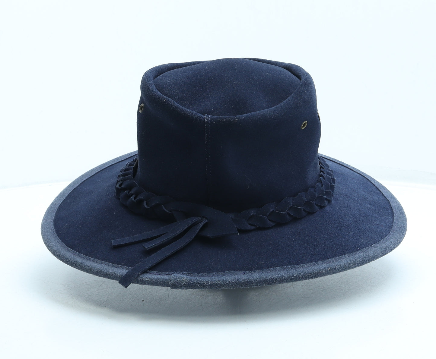 Frances Hilary Womens Blue Leather Fedora Size M
