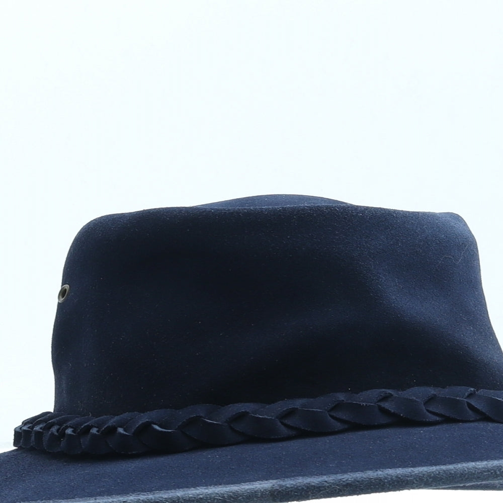 Frances Hilary Womens Blue Leather Fedora Size M