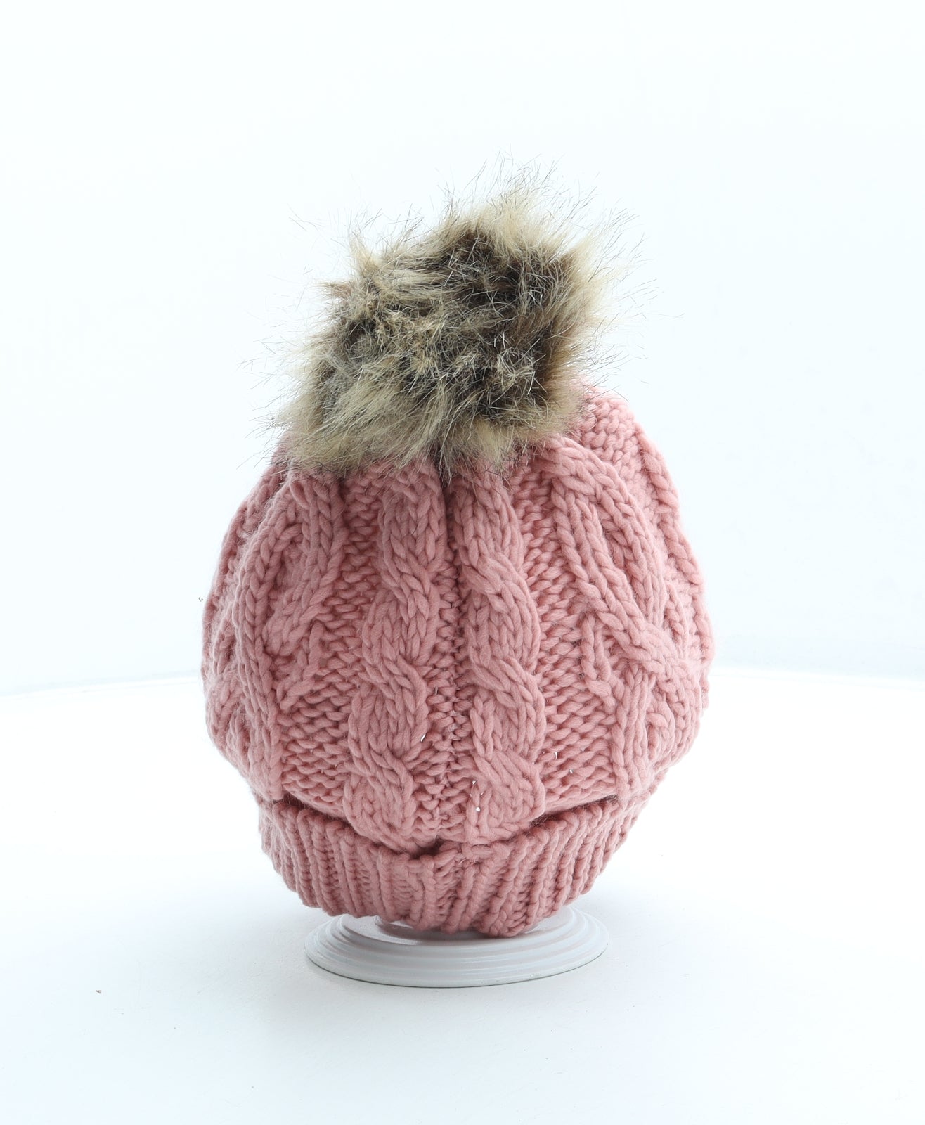 Matalan Girls Pink Acrylic Bobble Hat One Size