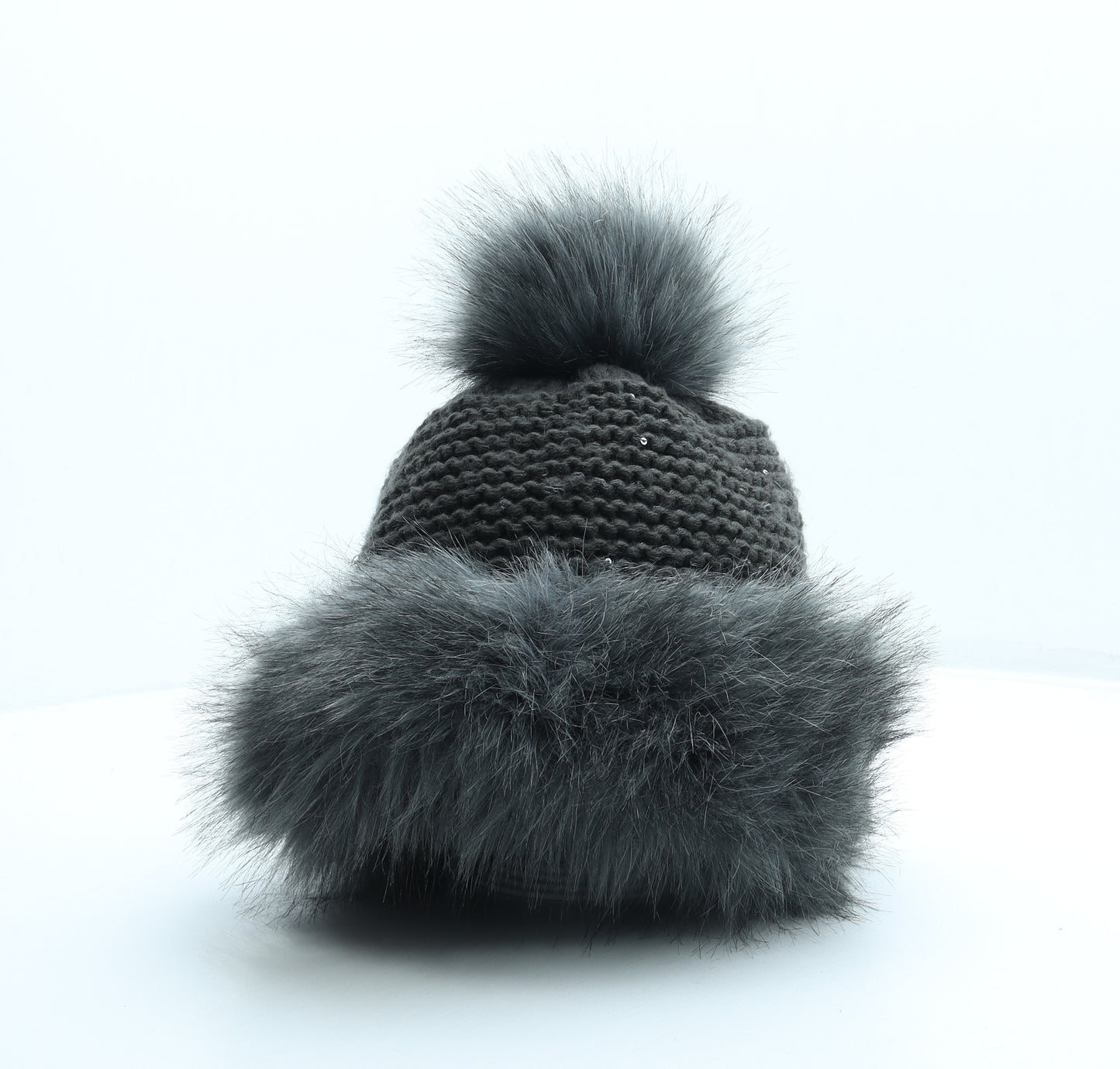 Urban Mist Womens Grey Acrylic Bobble Hat One Size