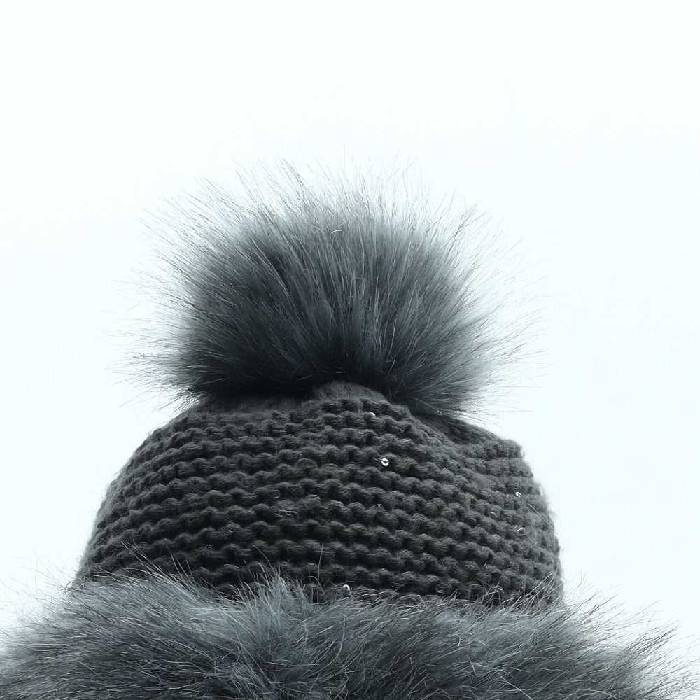 Urban Mist Womens Grey Acrylic Bobble Hat One Size
