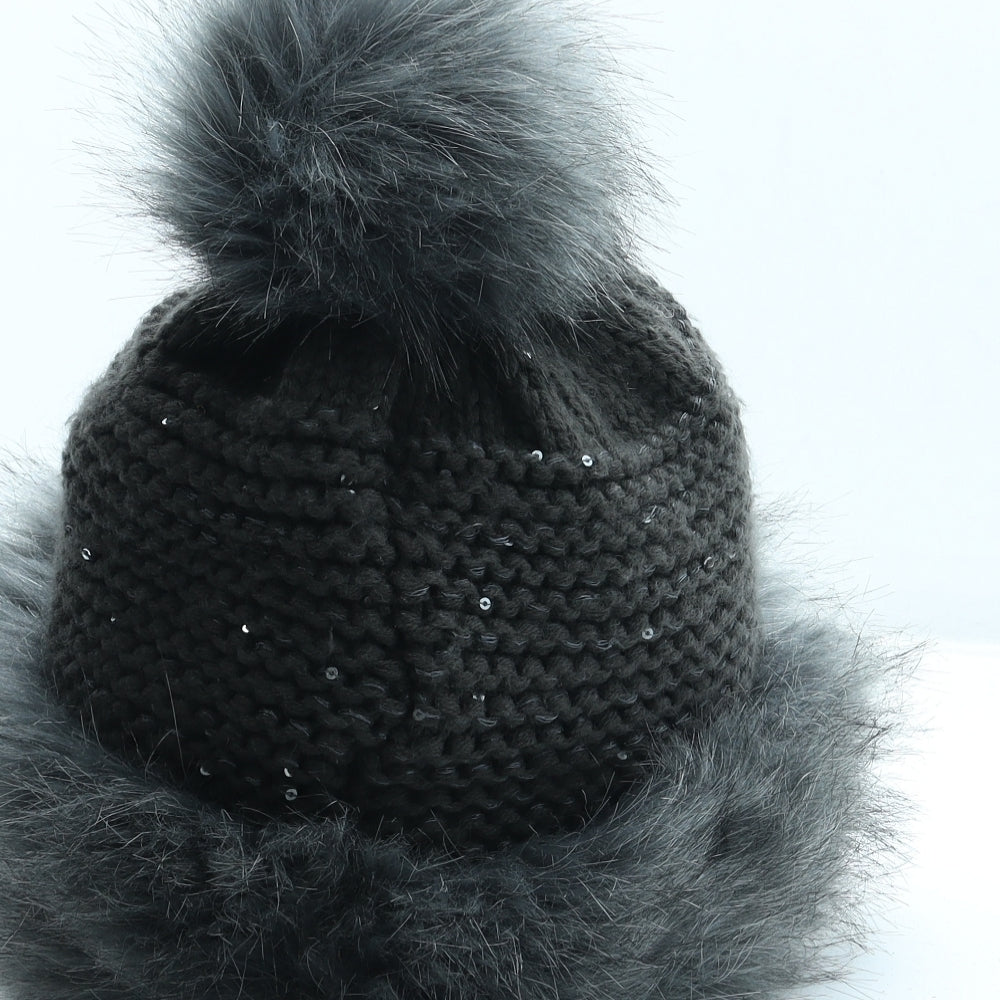 Urban Mist Womens Grey Acrylic Bobble Hat One Size