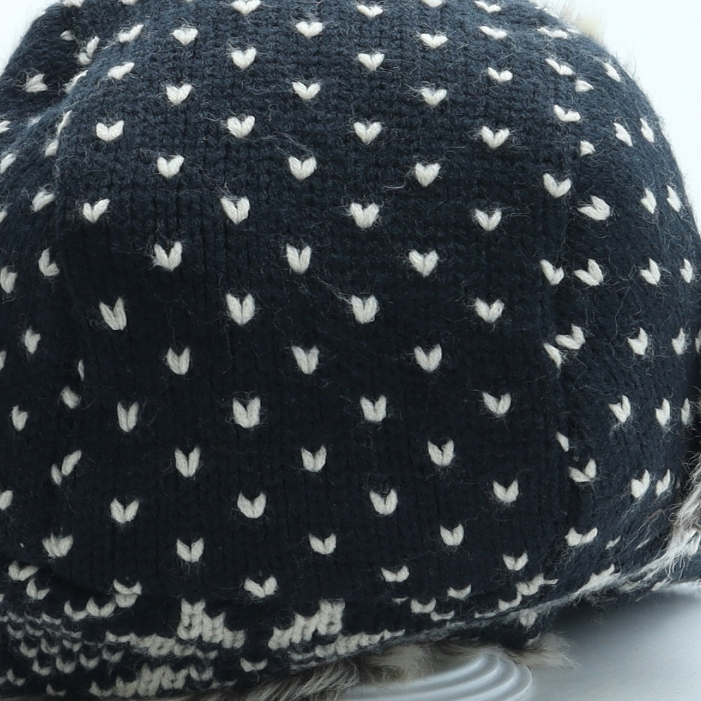 Matalan Womens Blue Fair Isle Acrylic Trapper Hat One Size