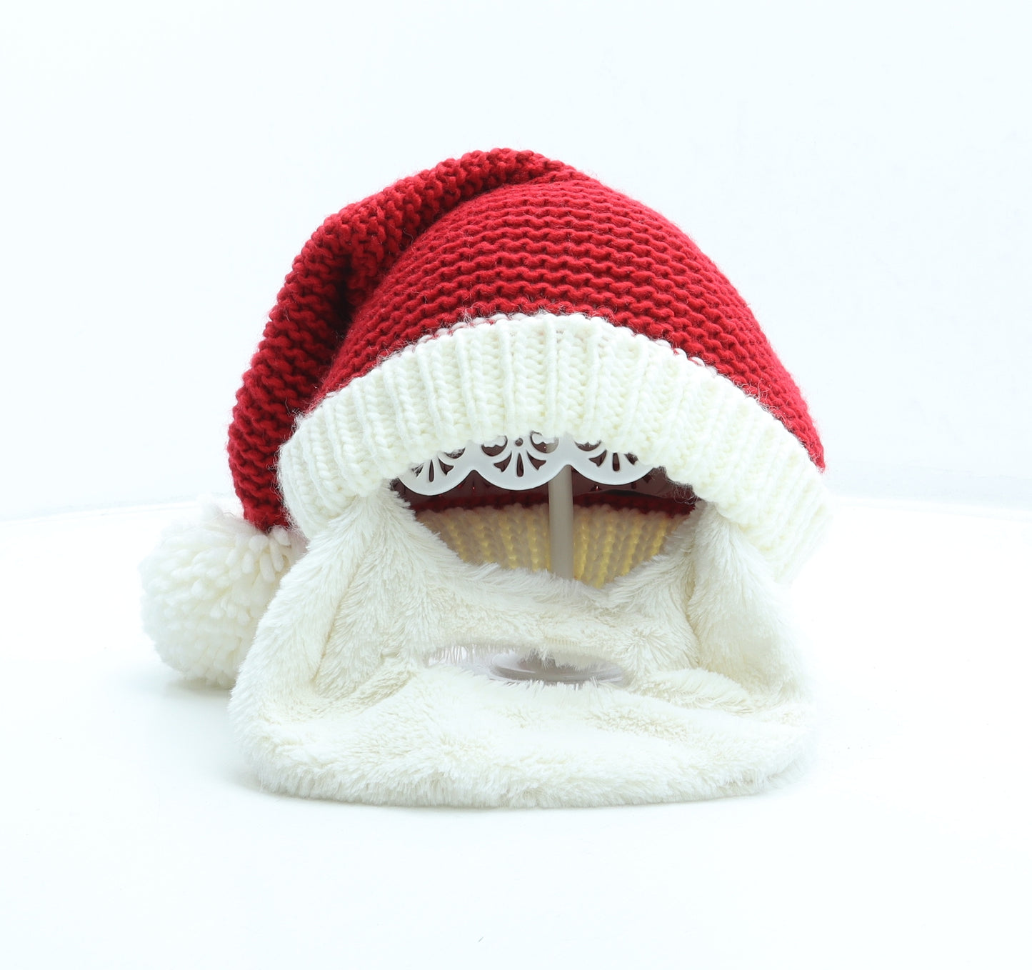 F&F Mens Red Acrylic Beanie One Size - Santa Hat, Beard