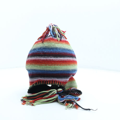 Preworn Womens Multicoloured Striped Acrylic Bonnet One Size