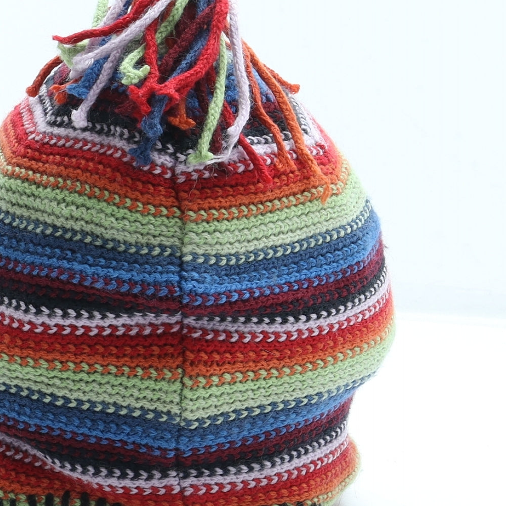 Preworn Womens Multicoloured Striped Acrylic Bonnet One Size
