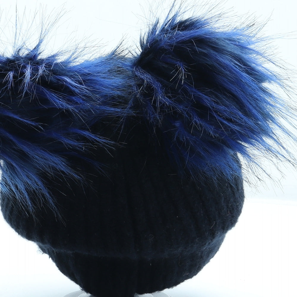 Topshop Womens Blue Acrylic Bobble Hat One Size
