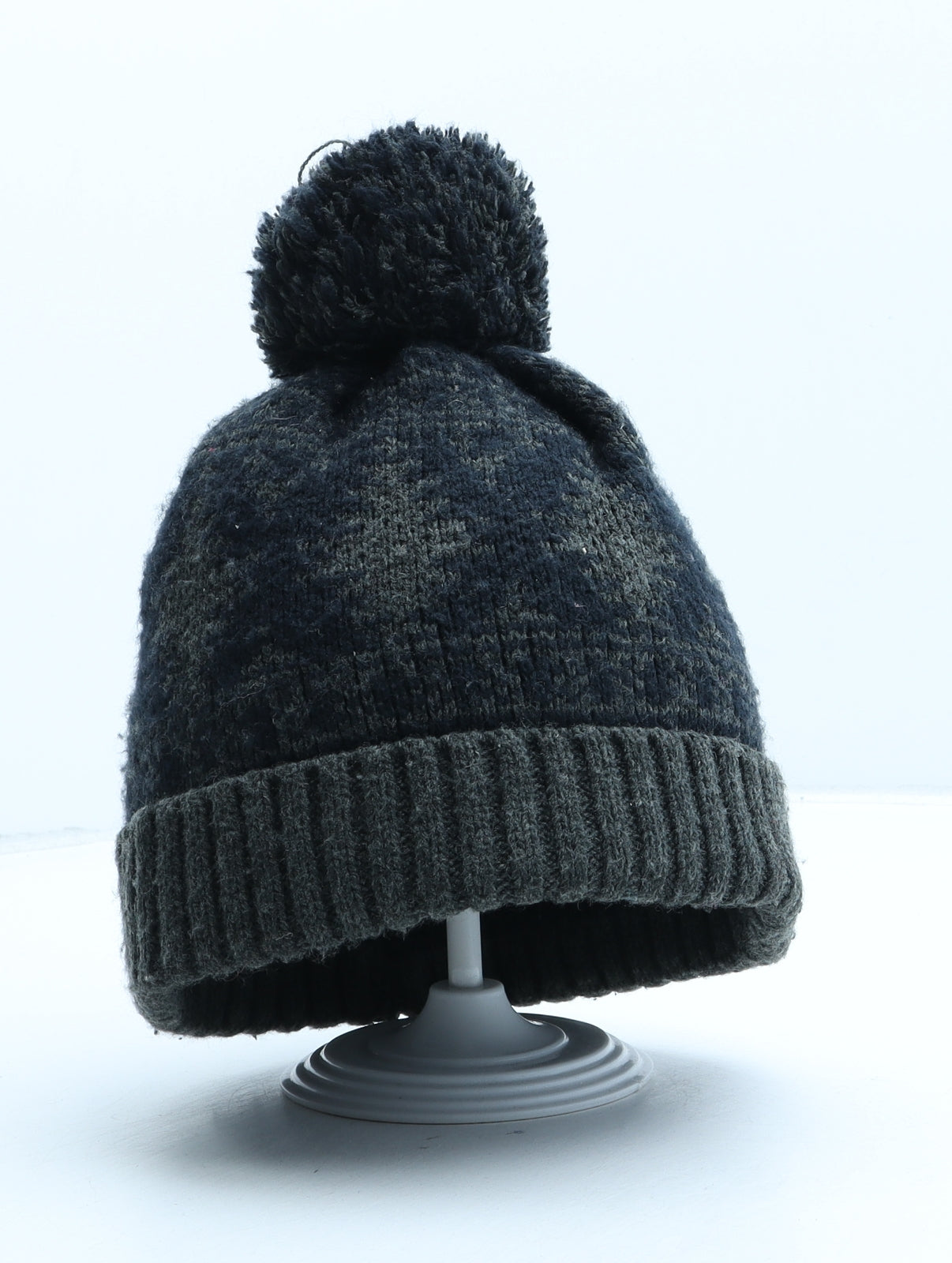 Peacocks Mens Grey Fair Isle Acrylic Beanie One Size
