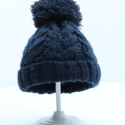 F&F Boys Blue Acrylic Bobble Hat One Size