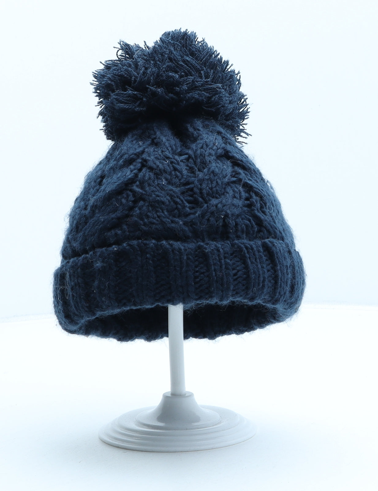 F&F Boys Blue Acrylic Bobble Hat One Size