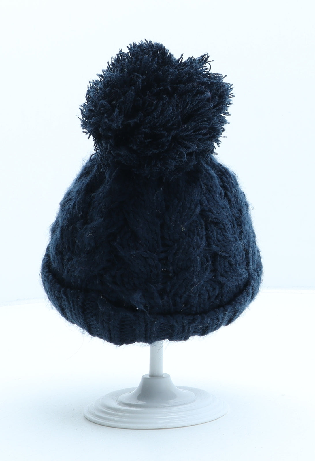 F&F Boys Blue Acrylic Bobble Hat One Size
