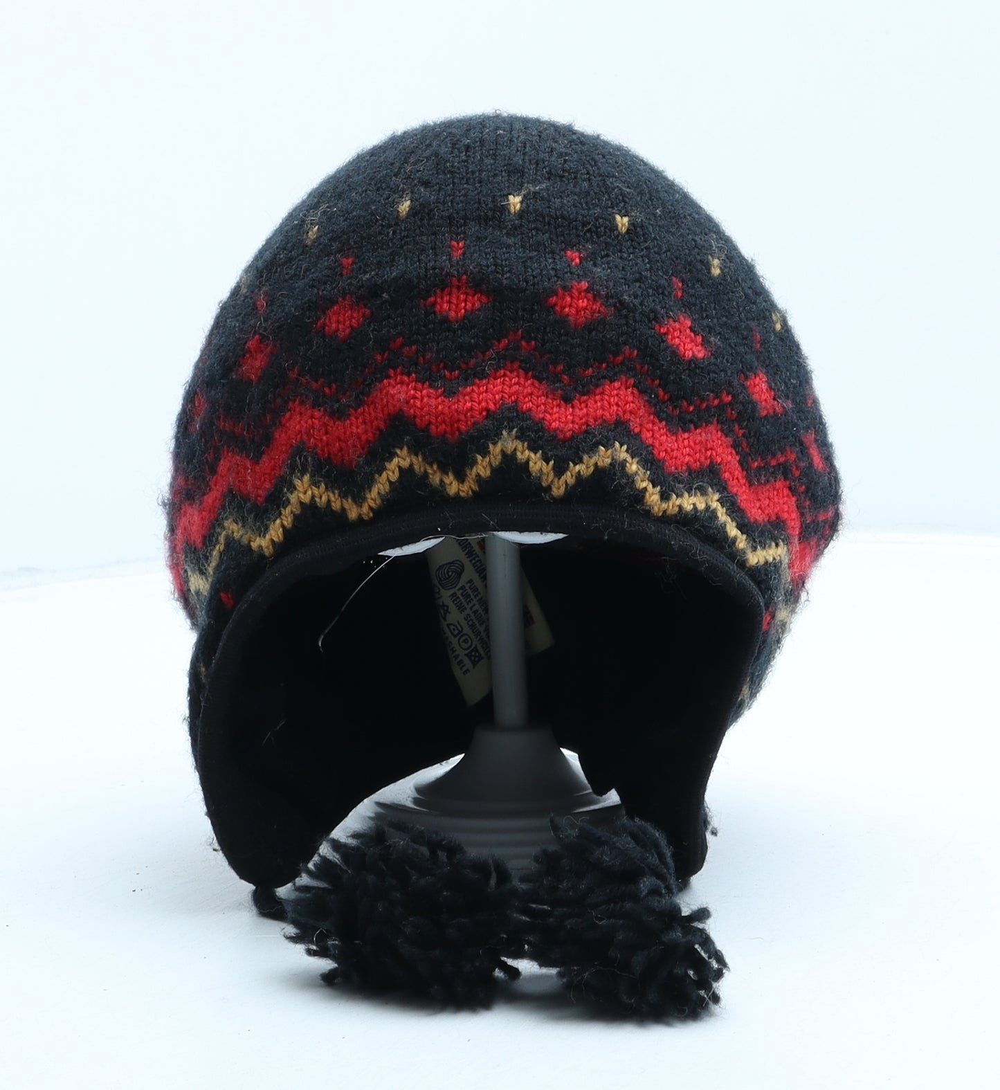 Dale of Norway Boys Black Fair Isle Wool Bobble Hat One Size