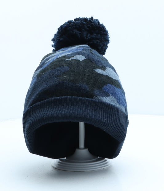 Marks and Spencer Boys Blue Camouflage Acrylic Bobble Hat One Size