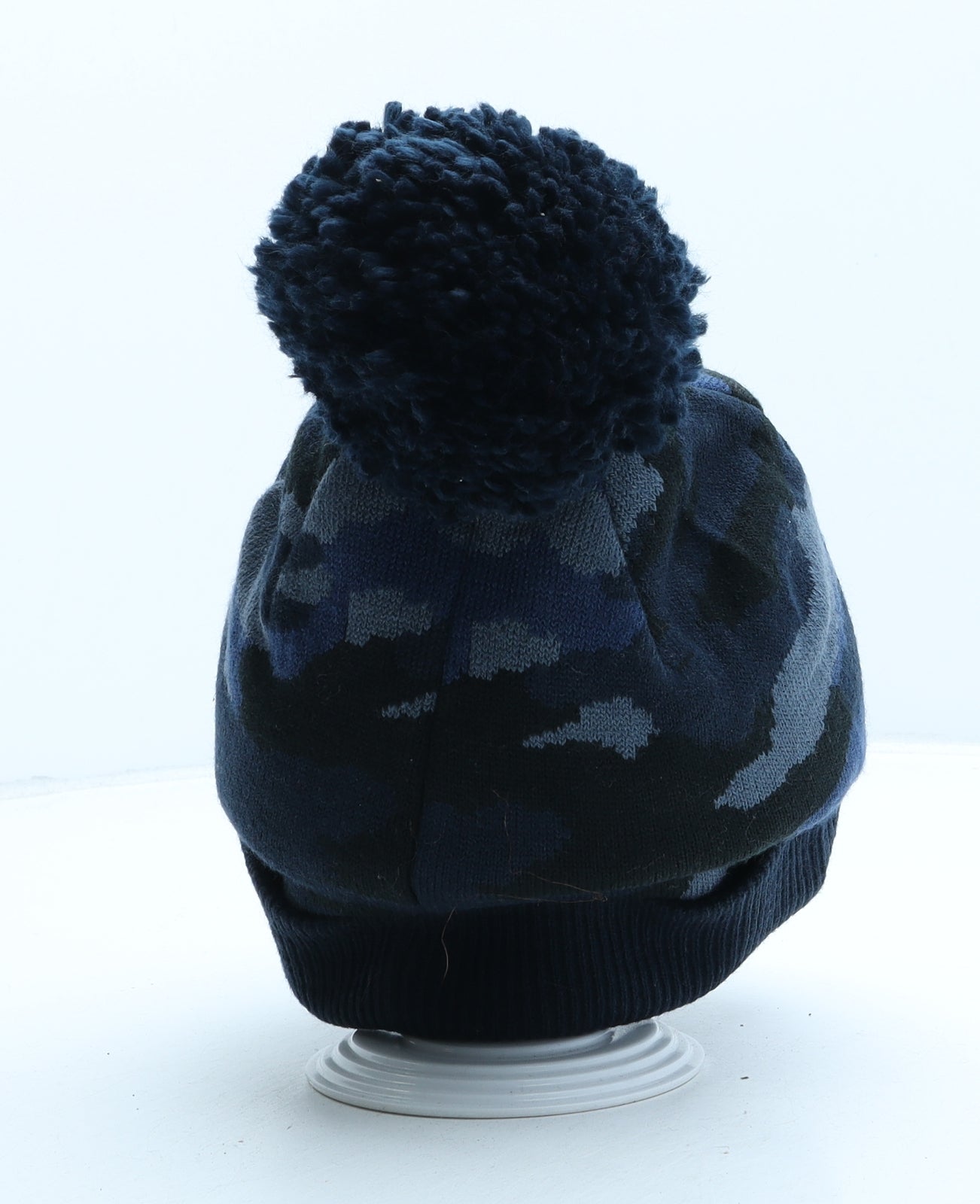 Marks and Spencer Boys Blue Camouflage Acrylic Bobble Hat One Size