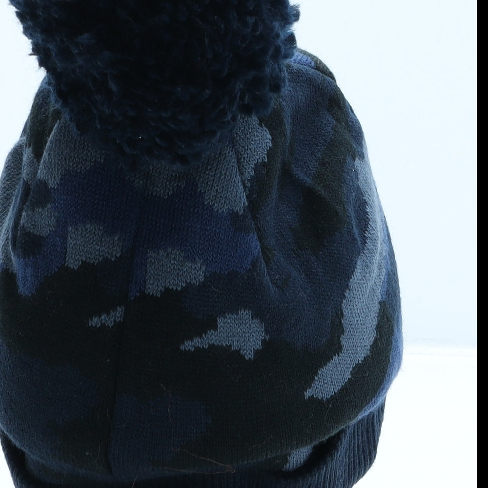 Marks and Spencer Boys Blue Camouflage Acrylic Bobble Hat One Size