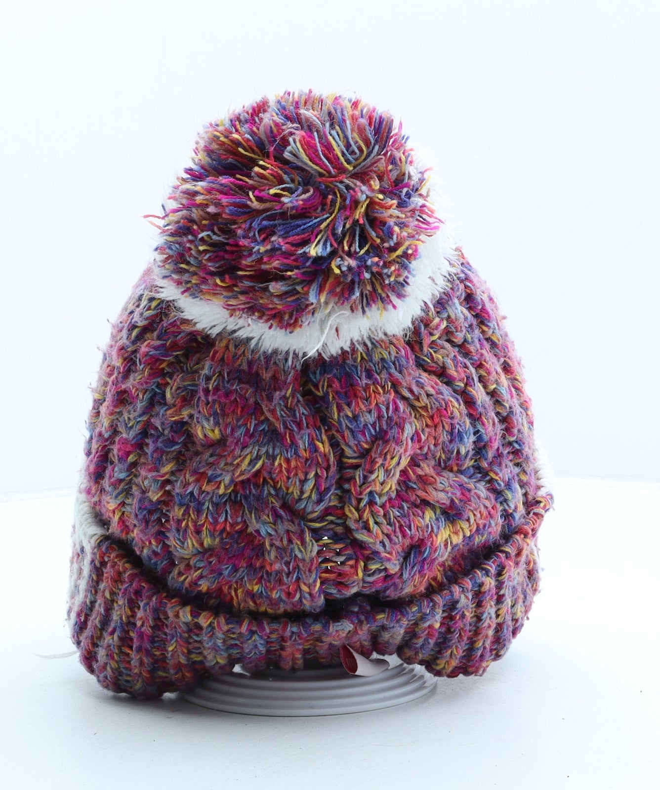 Robin Ruth Womens Pink Acrylic Bobble Hat One Size - Amsterdam