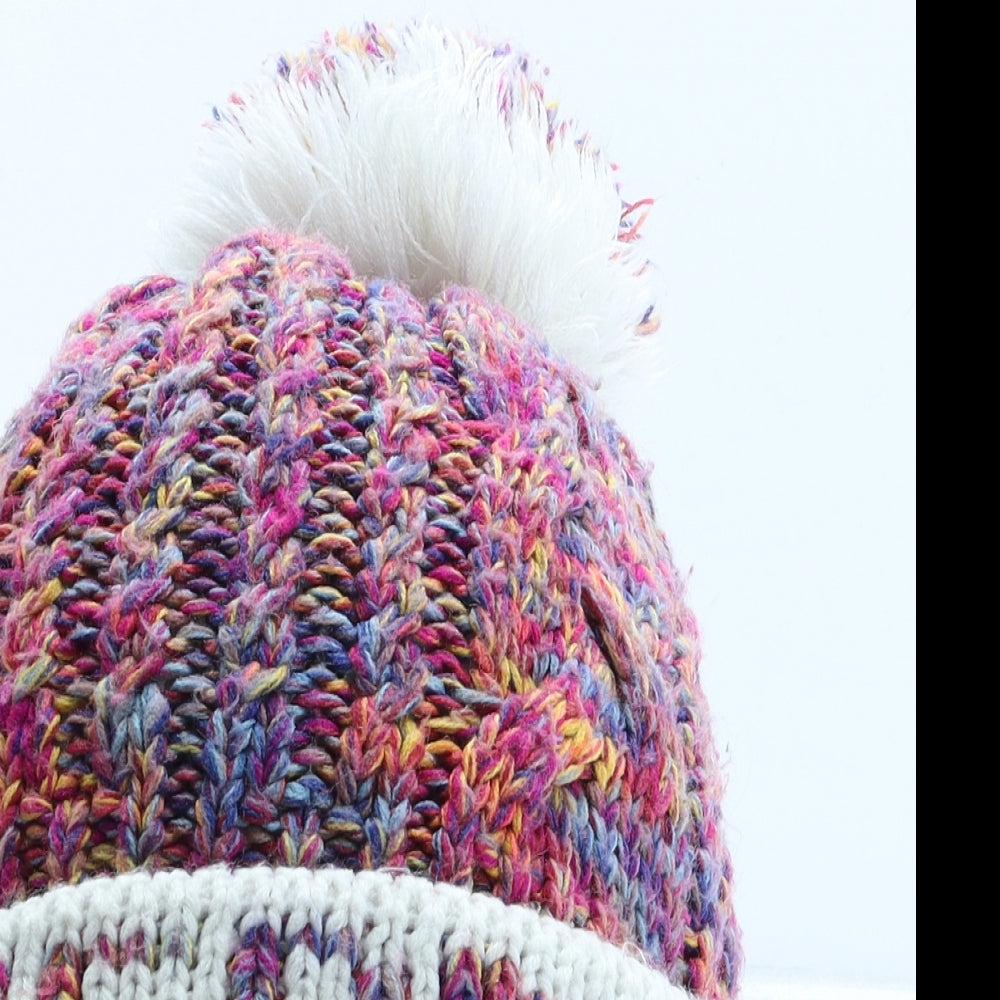 Robin Ruth Womens Pink Acrylic Bobble Hat One Size - Amsterdam