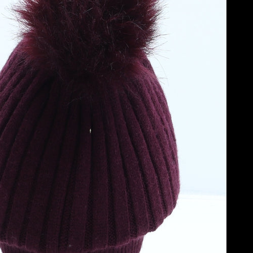 Primark Girls Purple Viscose Bobble Hat One Size