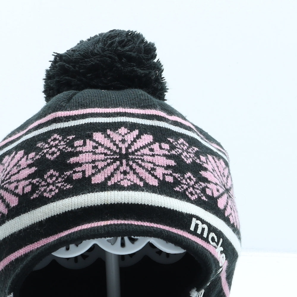 McKenzie Womens Black Fair Isle Acrylic Bonnet One Size