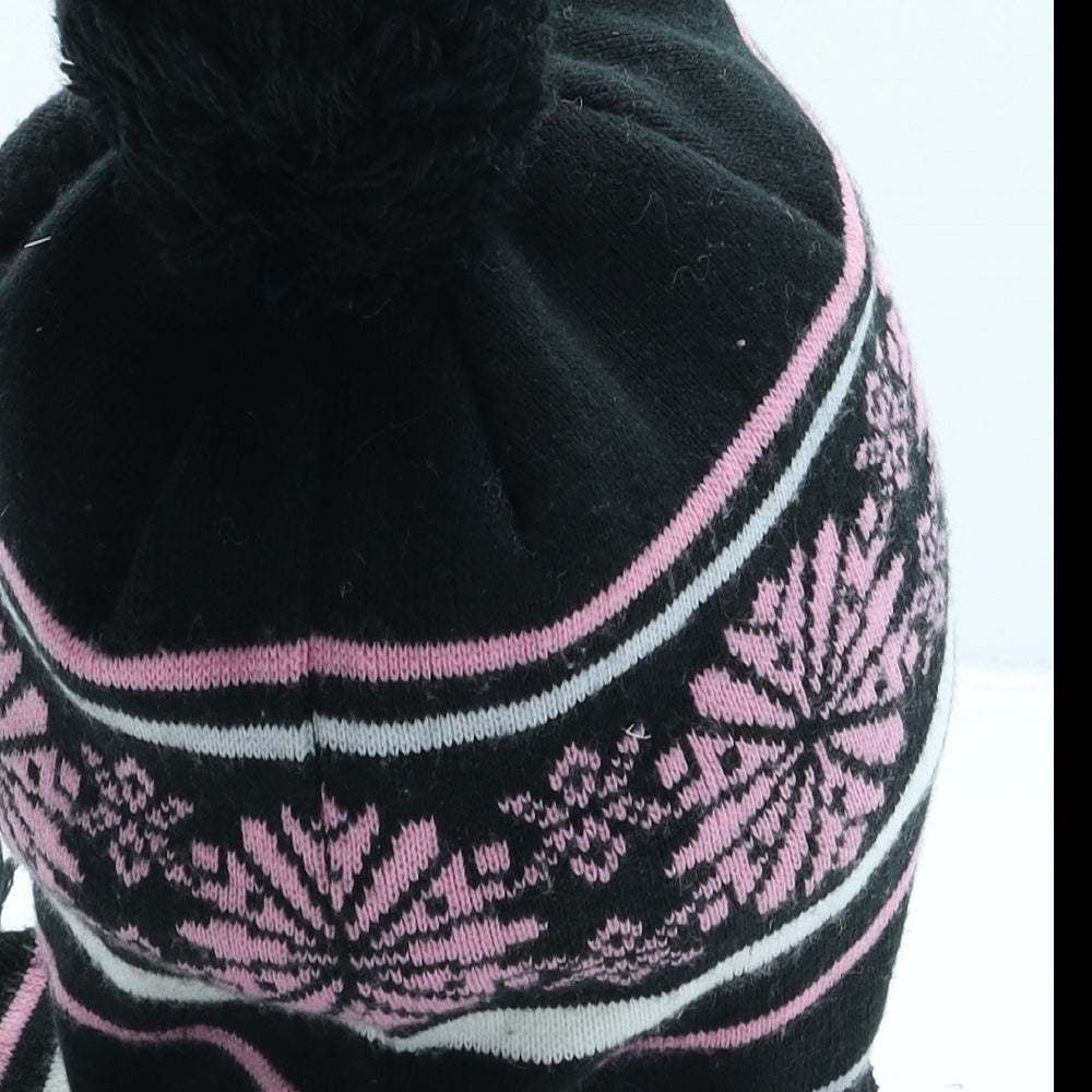 McKenzie Womens Black Fair Isle Acrylic Bonnet One Size