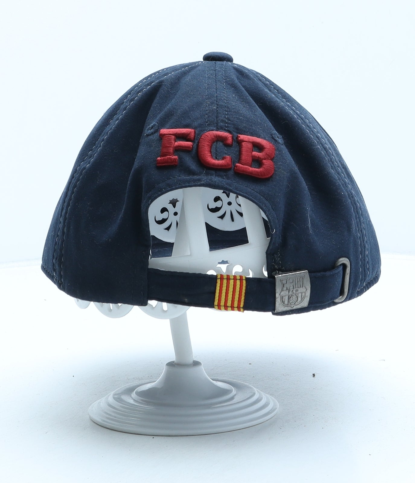 FC Barcelona Mens Black Striped Polyester Baseball Cap One Size