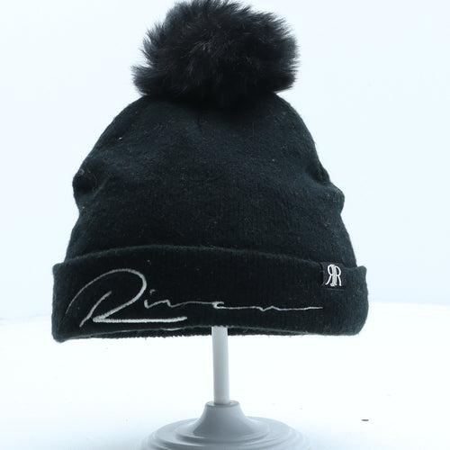 River Island Girls Black Acrylic Bobble Hat One Size