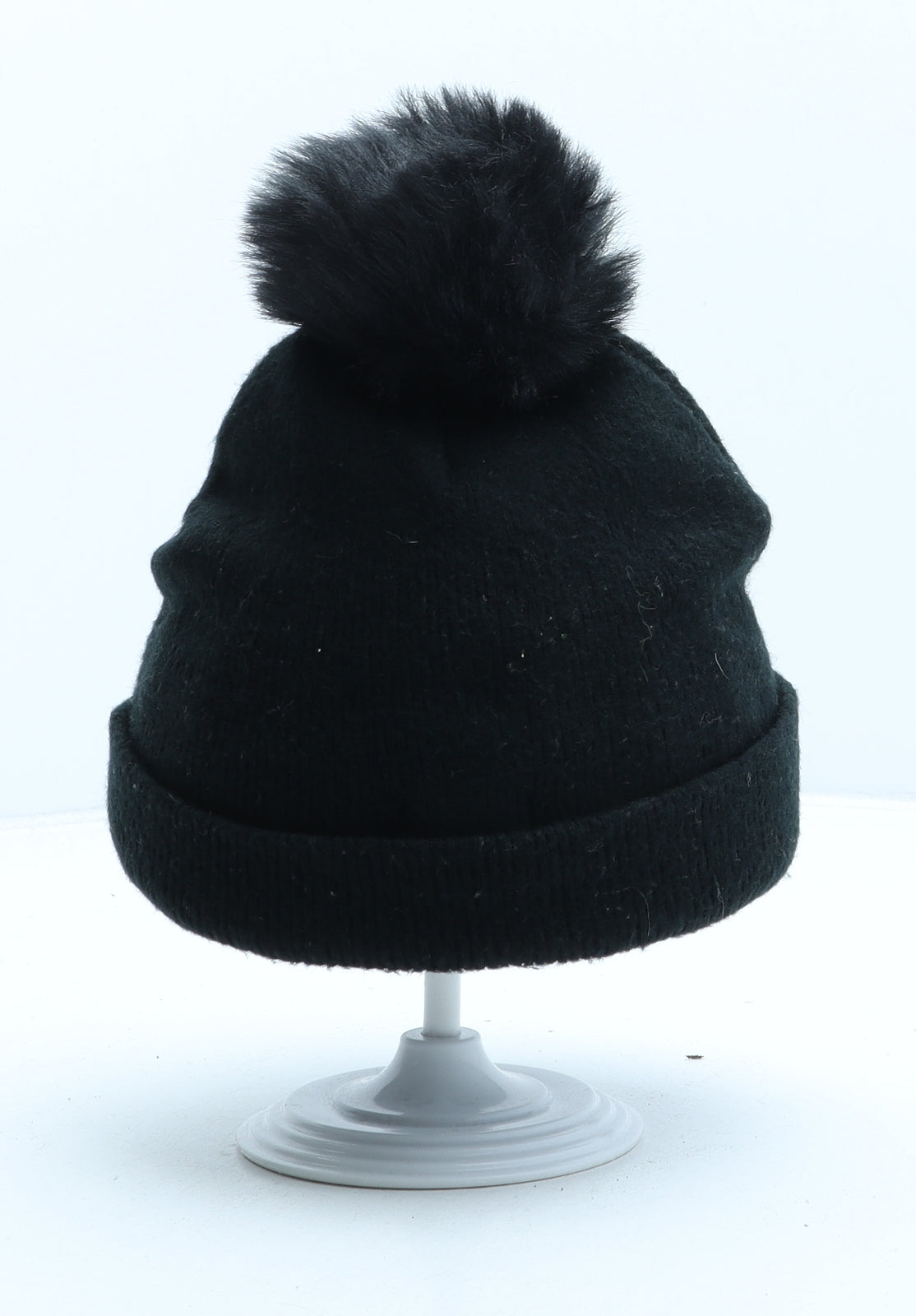 River Island Girls Black Acrylic Bobble Hat One Size
