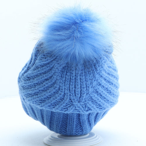Marks and Spencer Womens Blue Acrylic Bobble Hat One Size