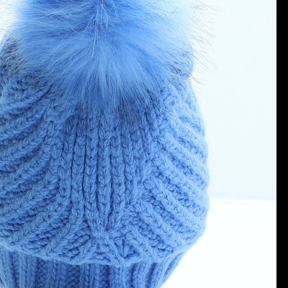 Marks and Spencer Womens Blue Acrylic Bobble Hat One Size