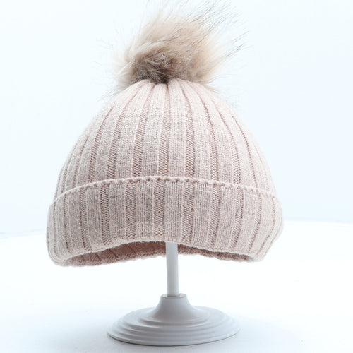 Primark Girls Pink Viscose Bobble Hat Size M