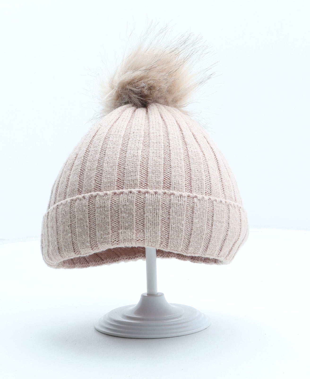 Primark Girls Pink Viscose Bobble Hat Size M