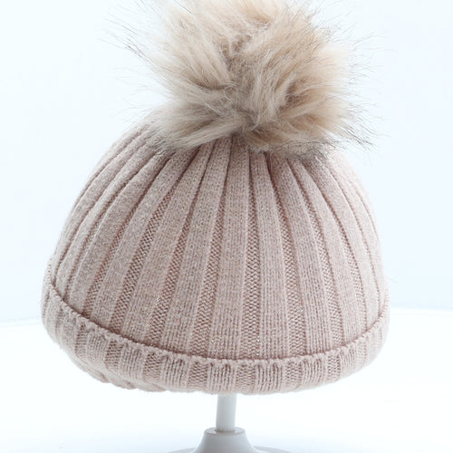 Primark Girls Pink Viscose Bobble Hat Size M