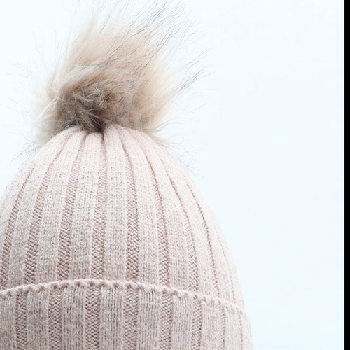 Primark Girls Pink Viscose Bobble Hat Size M