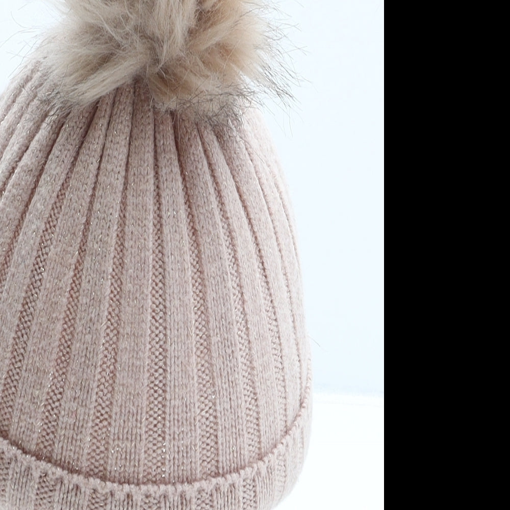 Primark Girls Pink Viscose Bobble Hat Size M