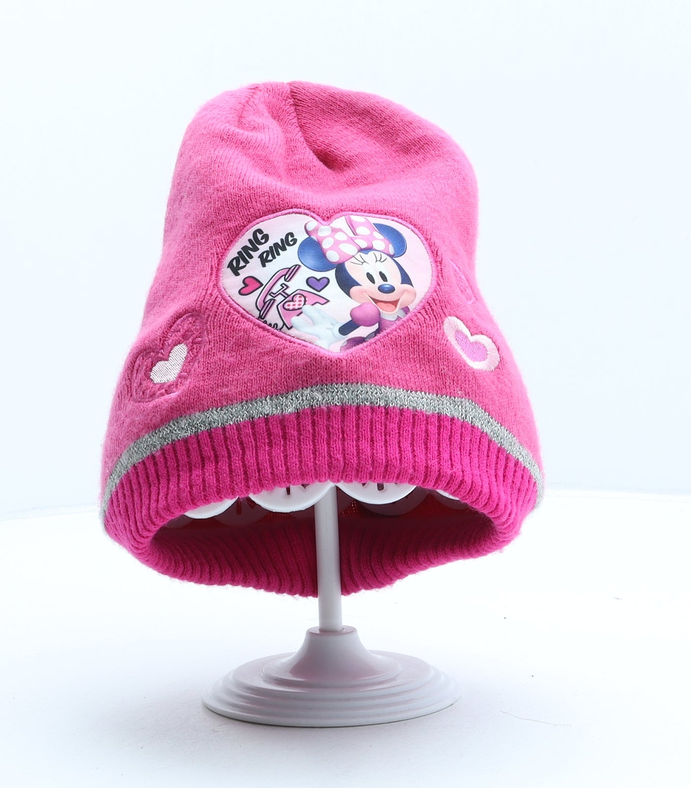 Disney Girls Pink Acrylic Beanie One Size - Minnie Mouse