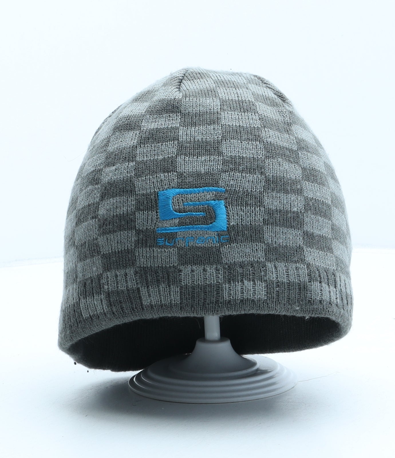 Surfanic Mens Grey Check Acrylic Skull Cap One Size