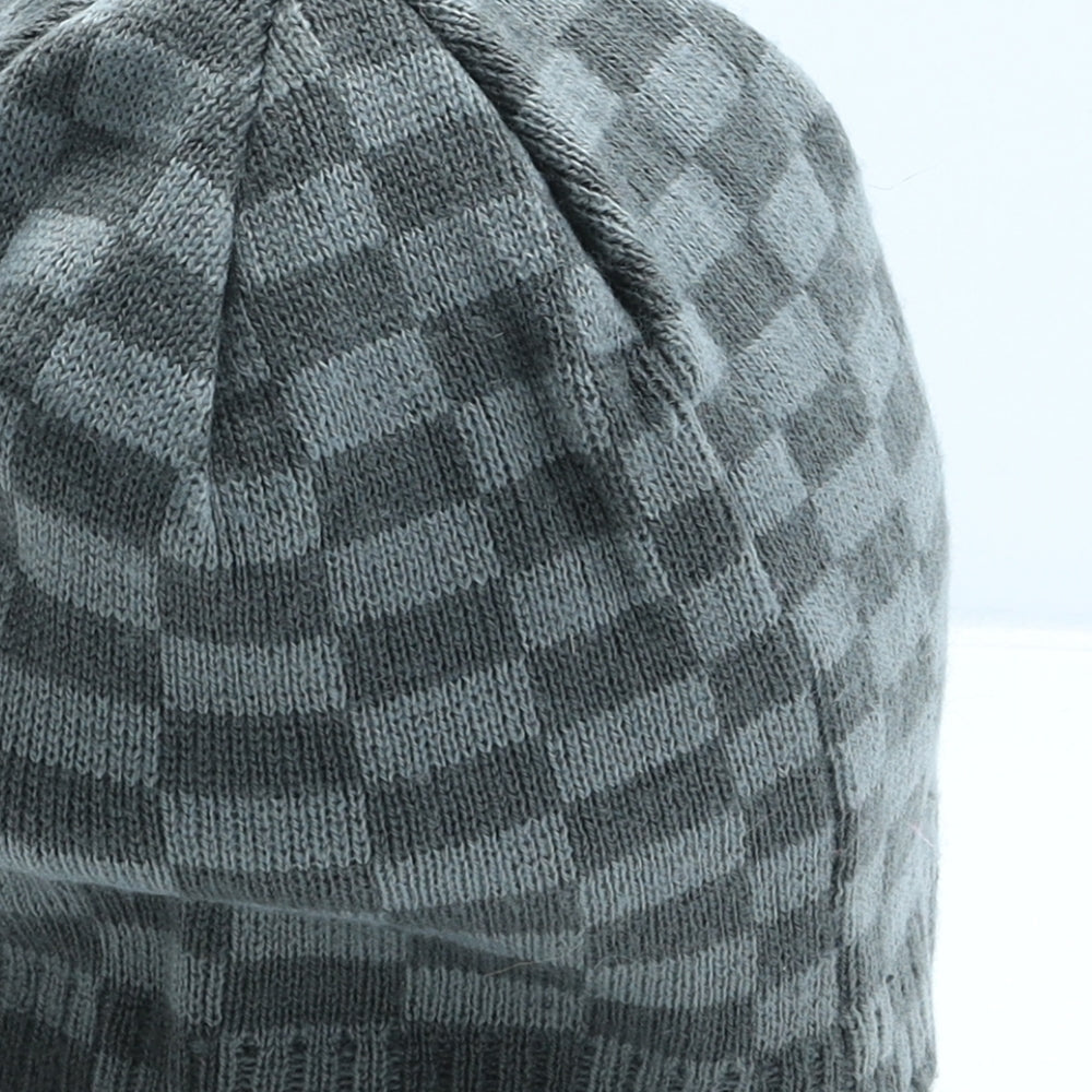 Surfanic Mens Grey Check Acrylic Skull Cap One Size