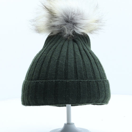 Primark Girls Green Acrylic Bobble Hat Size M