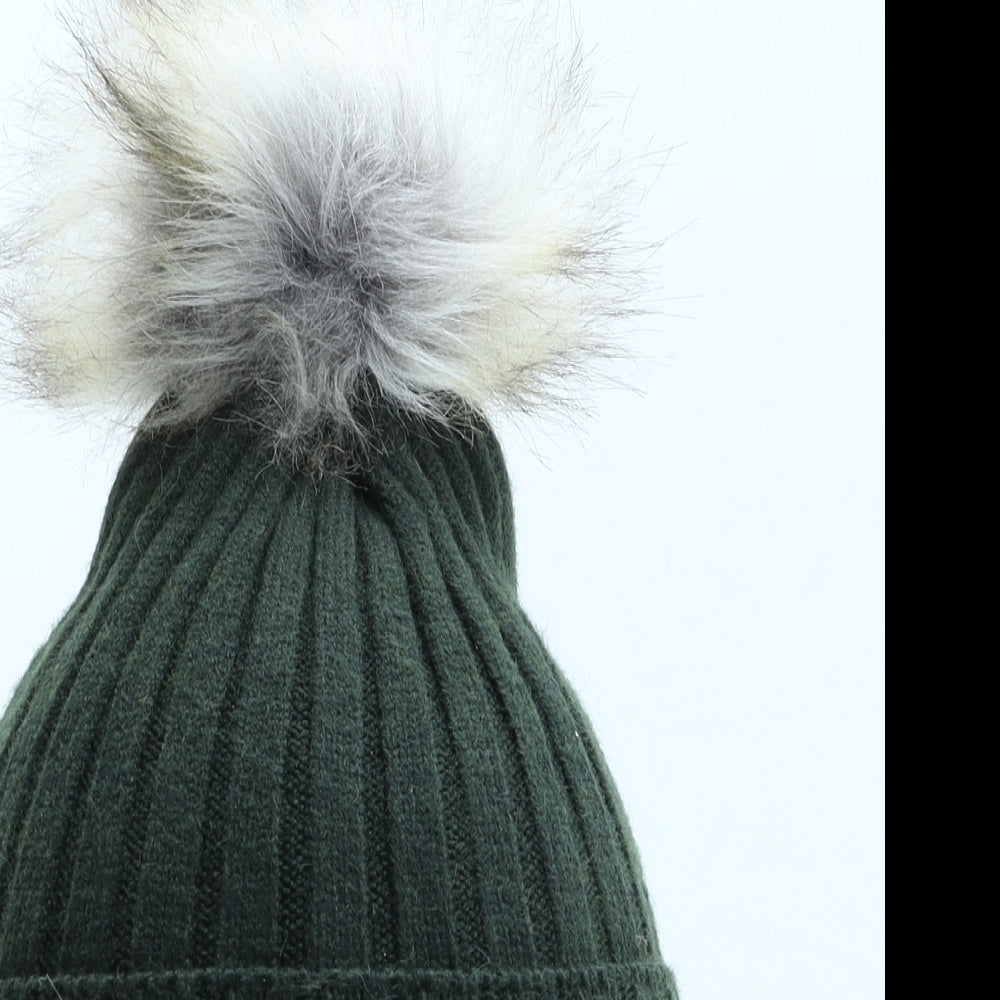 Primark Girls Green Acrylic Bobble Hat Size M