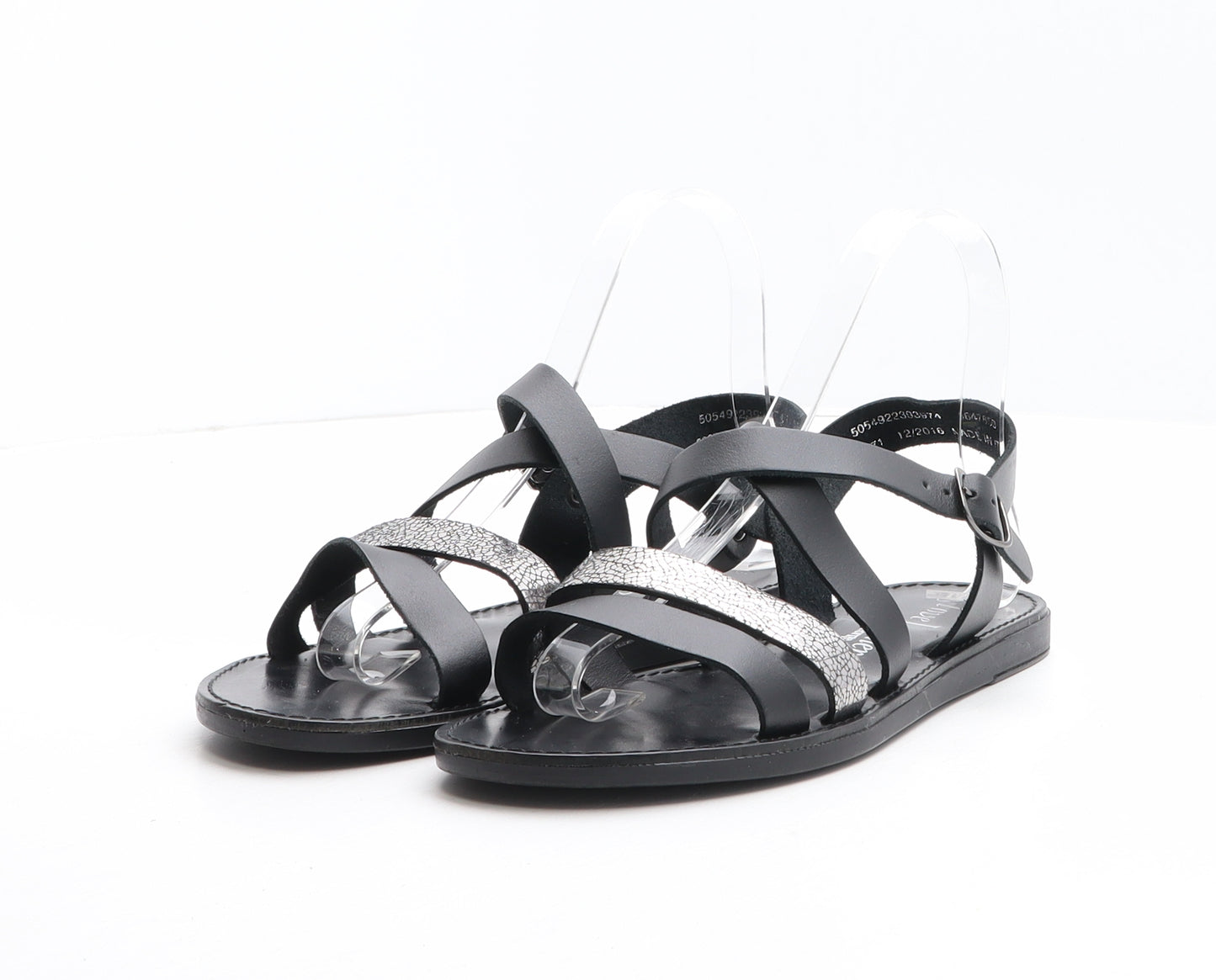 George Womens Black Leather Strappy Sandal UK 4 37